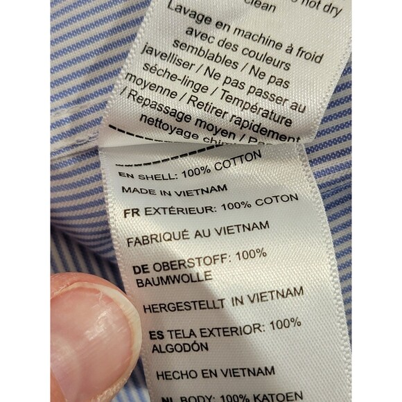 UNTUCKit Men's XL Wrinkle-Free Bordeaux Shirt Blue White Stripe Dress Shirt EUC - Picture 8 of 9